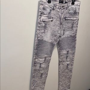 MENS BIKER STYLE DISTRESSED JEANS